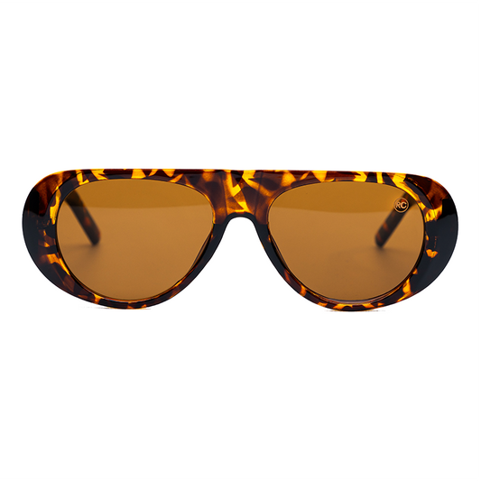 Óculos de sol feminino máscara Rosa Coral Mantova, armação tartaruga e lente marrom – estilo sofisticado e proteção UVA e UVB 400 para os olhos.