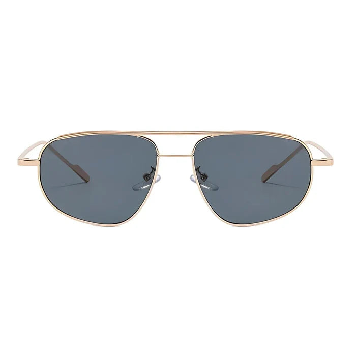 Óculos de sol feminino Rosa Coral Aurelia, armação Dourado e lente Cinza – estilo sofisticado e proteção UVA e UVB 400 para os olhos.