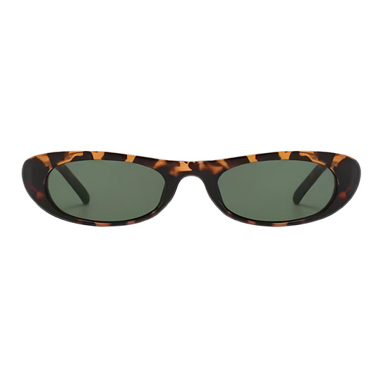 Óculos de sol feminino Rosa Coral Matera, armação Leopardo e lente Verde – estilo sofisticado e proteção UVA e UVB 400 para os olhos.