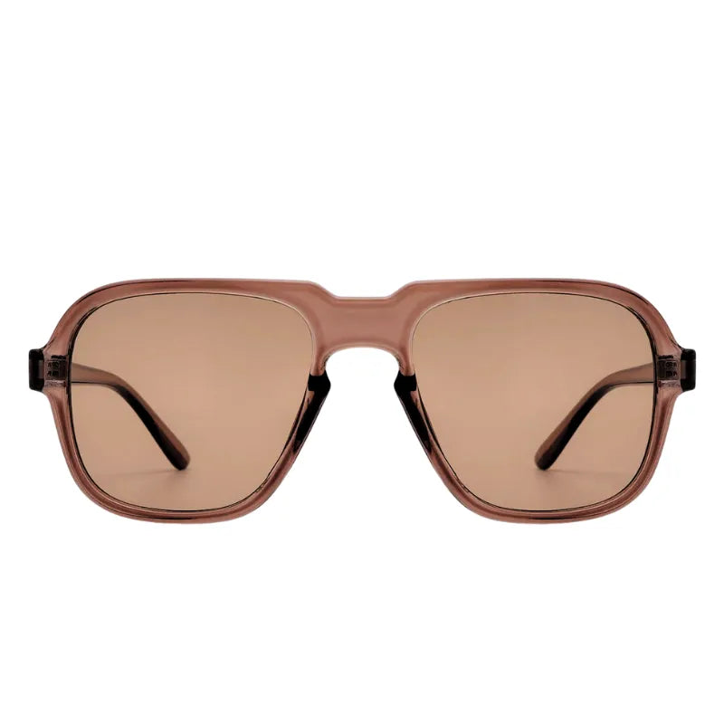 Óculos de sol feminino Rosa Coral Messina, armação Marrom e lente Marrom – estilo sofisticado e proteção UVA e UVB 400 para os olhos.