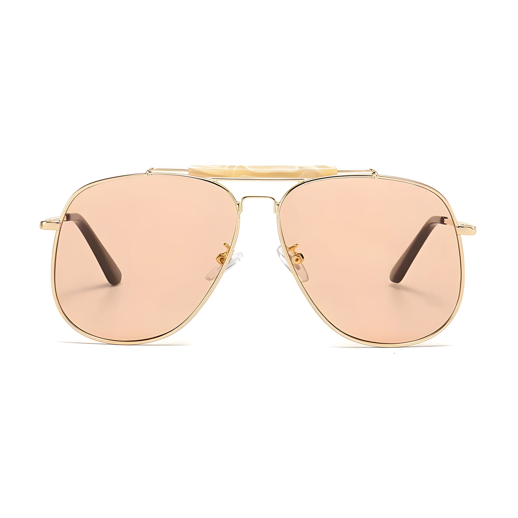 Óculos de sol feminino Rosa Coral Sicilia, armação Dourada e lente Champagne – estilo sofisticado e proteção UVA e UVB 400 para os olhos.