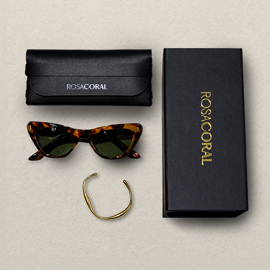 Coral Box Óculos Ceres Leopardo | Verde + Bracelete Banhado Ouro 18k