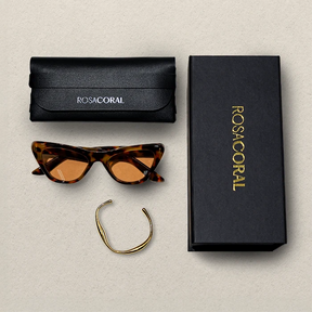 Coral Box Óculos Ceres Leopardo | Marrom + Bracelete Banhado Ouro 18k