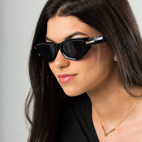 Coral Box Óculos Troia Preto | Preto + Bracelete Banhado Ouro 18k