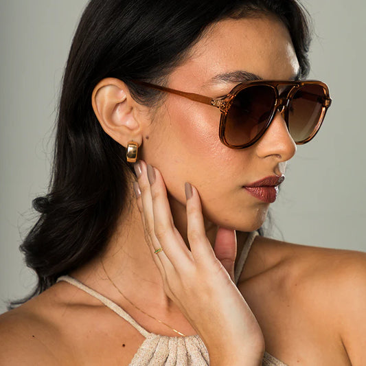 Coral Box Óculos Levone Marrom | Marrom + Bracelete Banhado Ouro 18k