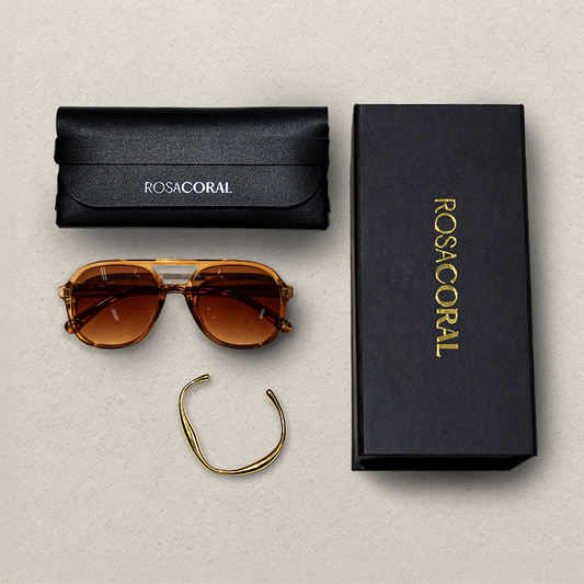 Coral Box Óculos Levone Marrom | Marrom + Bracelete Banhado Ouro 18k