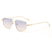 Óculos de sol feminino Rosa Coral Aurelia, armação Dourado e lente Azul Gradiente – estilo sofisticado e proteção UVA e UVB 400 para os olhos.