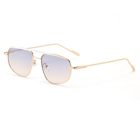 Óculos de sol feminino Rosa Coral Aurelia, armação Dourado e lente Azul Gradiente – estilo sofisticado e proteção UVA e UVB 400 para os olhos.