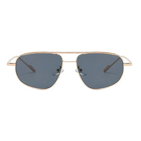 Óculos de sol feminino Rosa Coral Aurelia, armação Dourado e lente Cinza – estilo sofisticado e proteção UVA e UVB 400 para os olhos.