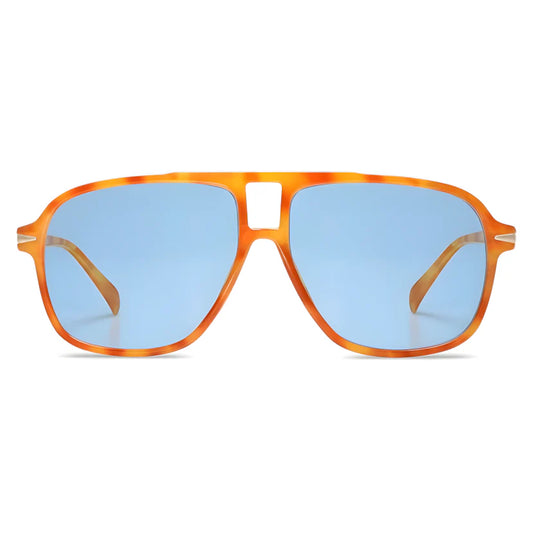Óculos de sol feminino aviador Rosa Coral Azzano, armação Laranja e lente Azul – estilo sofisticado e proteção UVA e UVB 400 para os olhos.
