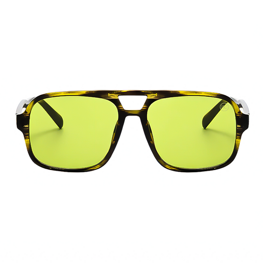 Óculos de sol feminino aviador Rosa Coral Marino, armação Tartaruga e lente Verde  – estilo sofisticado e proteção UVA e UVB 400 para os olhos.