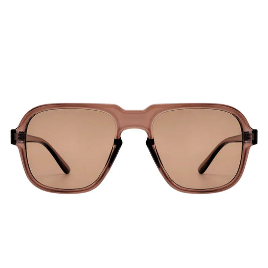 Óculos de sol feminino Rosa Coral Messina, armação Marrom e lente Marrom – estilo sofisticado e proteção UVA e UVB 400 para os olhos.
