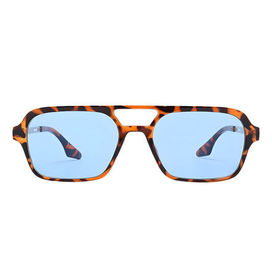 Óculos de sol feminino Rosa Coral Piemonte, armação Leopardo e lente Azul – estilo sofisticado e proteção UVA e UVB 400 para os olhos.