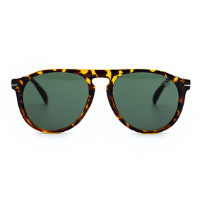 Óculos de sol feminino Rosa Coral Sassari, armação Leopardo e lente Verde – estilo sofisticado e proteção UVA e UVB 400 para os olhos.