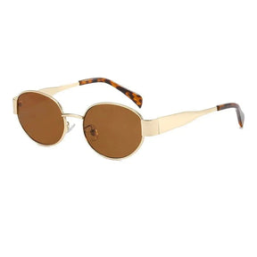 Óculos de sol feminino Rosa Coral Selene, armação Dourada e lente Marrom– estilo sofisticado e proteção UVA e UVB 400 para os olhos. 