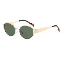 Óculos de sol feminino Rosa Coral Selene, armação Dourada e lente Verde – estilo sofisticado e proteção UVA e UVB 400 para os olhos. 