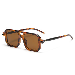Óculos de sol feminino aviador Rosa Coral Villanova, armação Leopardo e lente Marrom – estilo sofisticado e proteção UVA e UVB 400 para os olhos.