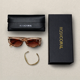 Coral Box Óculos Troia Champagne | Marrom + Bracelete Banhado Ouro 18k