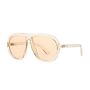 Óculos de sol feminino Rosa Coral Veneto, armação Champagne e lente Champagne – estilo sofisticado e proteção UVA e UVB 400 para os olhos.