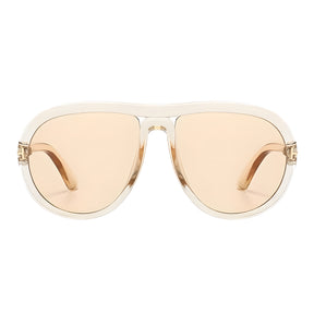 Óculos de sol feminino Rosa Coral Veneto, armação Champagne e lente Champagne – estilo sofisticado e proteção UVA e UVB 400 para os olhos.